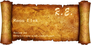 Ress Elek névjegykártya